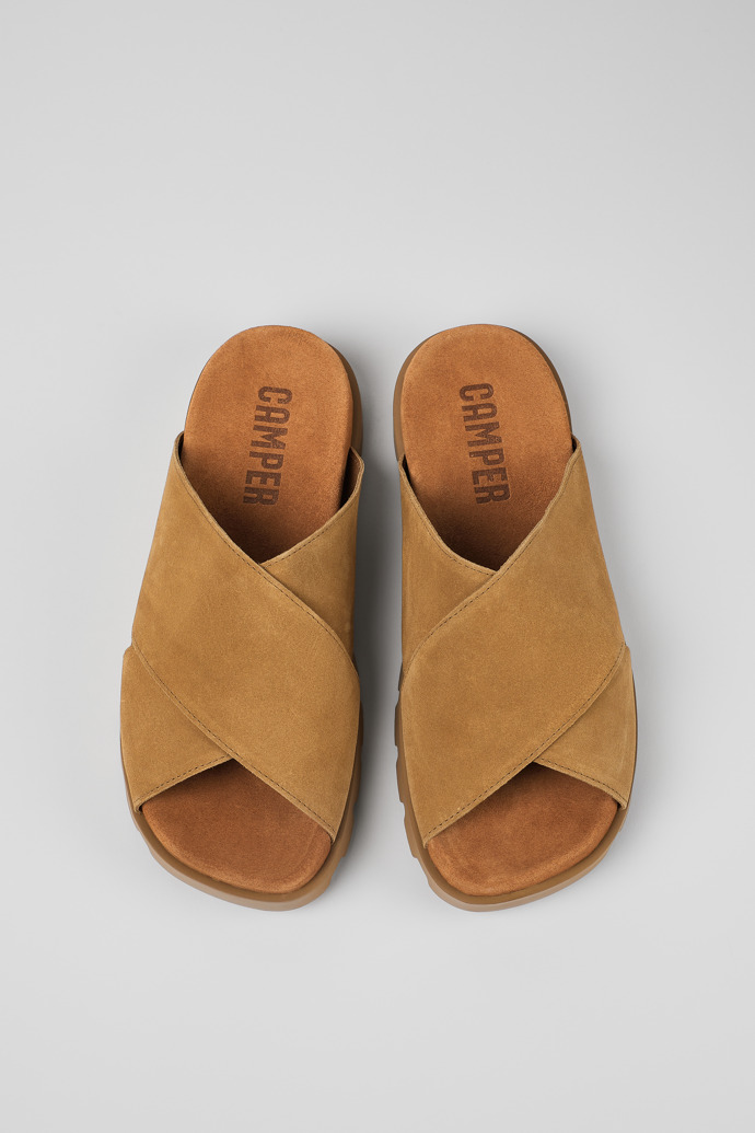 Camper Brutus Sandal - Beige Herrensandalen aus Nubukleder mit Kreuzriemen